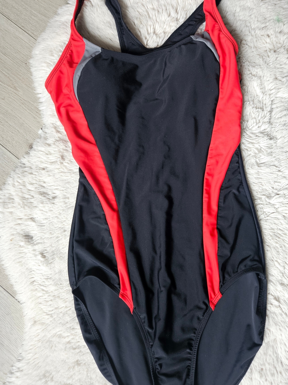 Sporty Black and Red Racerback One-Piece Swimsuit Size S🔥
